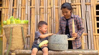 Life of a 17-Year-Old Single Mother - Harvesting cucumbers - making homemade cornmeal - ly tu ca