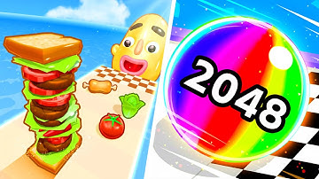 Sandwich Runner vs Ball Run 2048 🥪🔮 Max Level Gameplay Walkthrough Android iOS Update 9VJ3