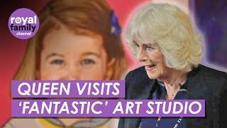 Queen Camilla visits art studio in London