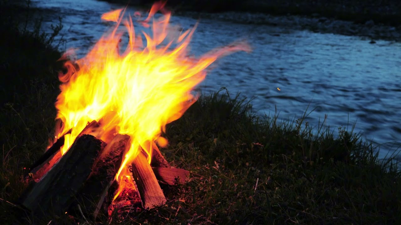 5 Hours Campfire by the River | Relaxing Water Sounds for Sleep
