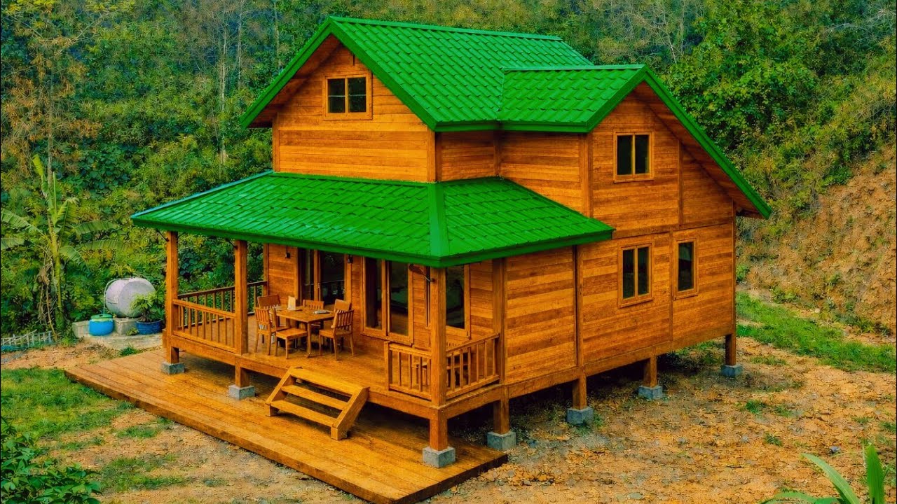 Building a two-story wooden house this way is easy, sturdy, and the most convenient.