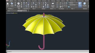 how to draw umbrella in autocad |Umbrella Drafting in Autocad 3d - tutorial 2020