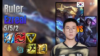 Ruler Adc Ezreal vs Kai'Sa lol KR solo rank Full Game 16.8 | 룰러 이즈리얼 vs 카이사