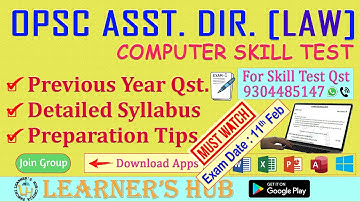 OPSC Assistant Director (LAW) [ADL] Computer Skill Test Detailed Syllabus & Preparation Tips
