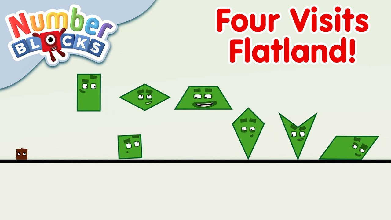 @Numberblocks - Four Visits Flatland! 🟩 | Four Sided Shapes - YouTube