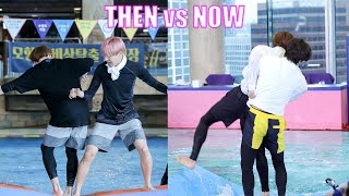 BTS playing *PUSHING EACHOTHER GAME IN WATER* - THEN vs NOW