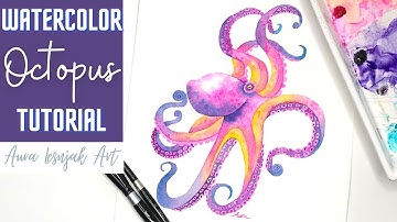 Octopus Painting - How to Paint a Watercolor Octopus in Rainbow Colors