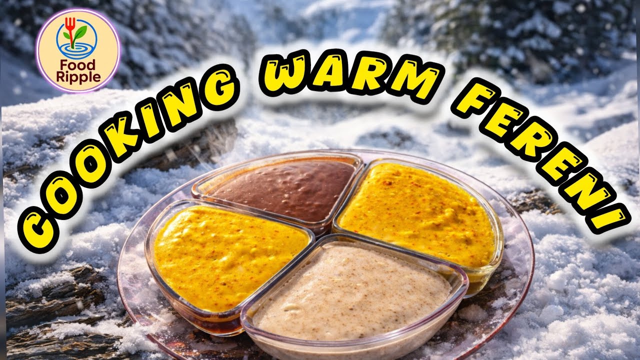 Cooking Persian Rice Pudding (Fereni) on a Snowy Mountain | Peaceful Winter Cooking🏔❄️