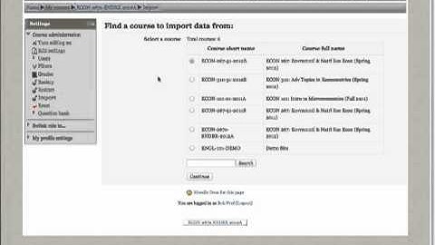 How to Import an Old Course Into a New Course Site in Moodle 2.3