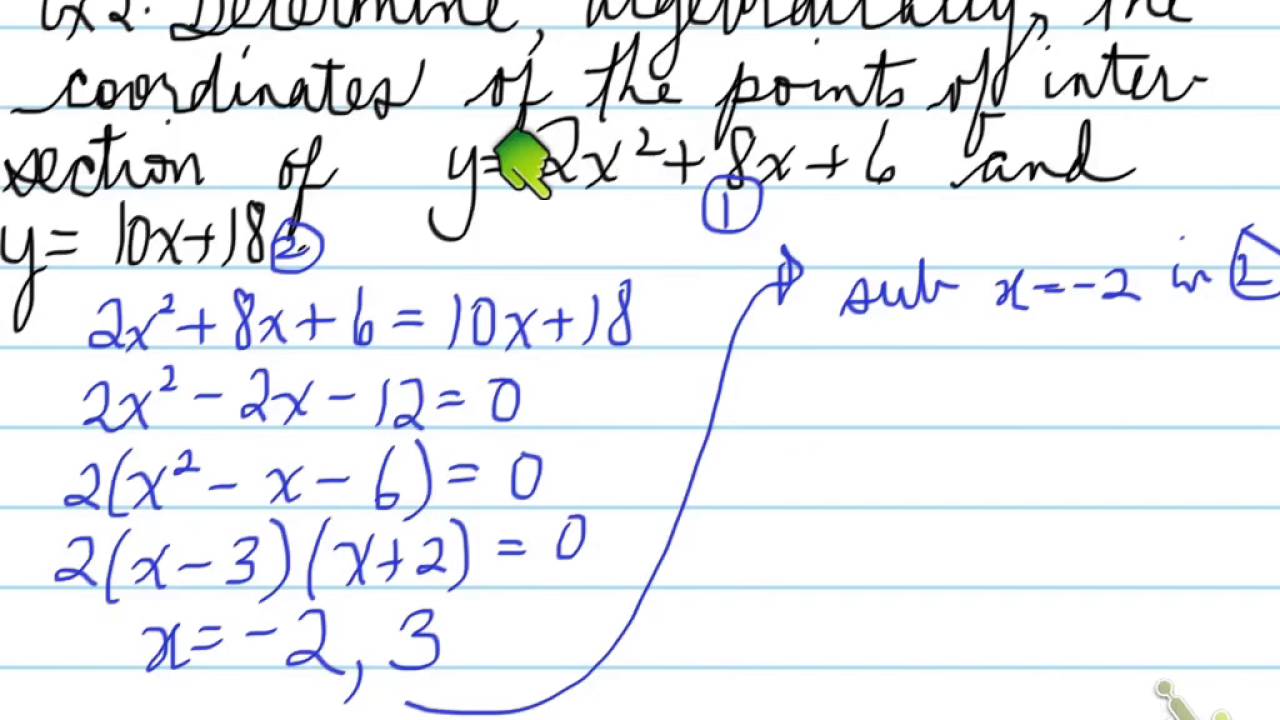 MCR3u -- 1.7 solving linear quadratic systems - YouTube
