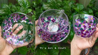 Beautiful Glass Painting | How to paint a glass using acrylic colour | Relaxing painting