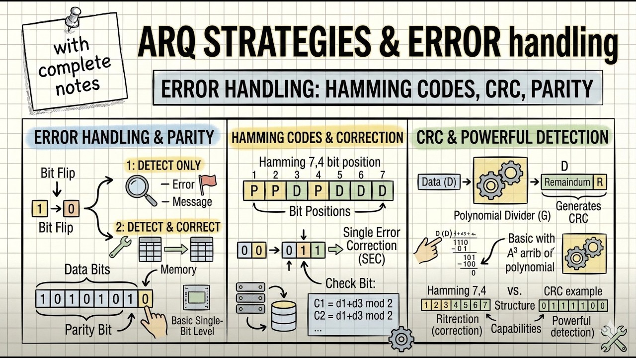 ARQ Strategies Explained – Error Detection, Parity Bits, Hamming Code & CRC | StudyPalz