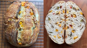 咸香热辣——墨西哥辣椒奶酪欧包 Jalapeño-Cheddar Sourdough Bread