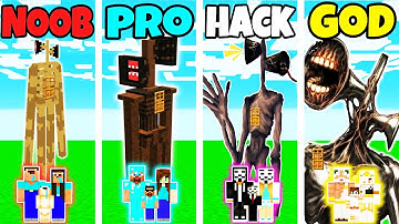 Minecraft: FAMILY SIRENHEAD HOUSE BUILD CHALLENGE - NOOB vs PRO vs HACKER vs GOD in Minecraft
