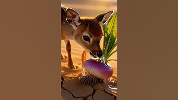 The Deer saved the turnip plant from drying out by watering it 😭 #ai #tree #save #water