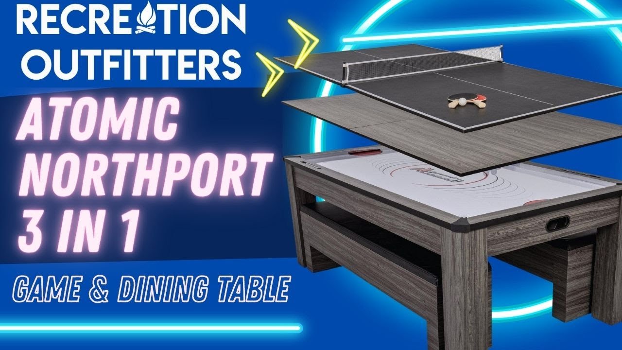 Atomic Northport 3-In-1 Dining, Air Hockey, and Table Tennis