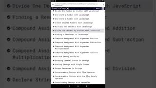 freeCodeCamp - ☑️ Divide One Decimal by Another   - ☑️  &  Finding a remainder in JavaScript