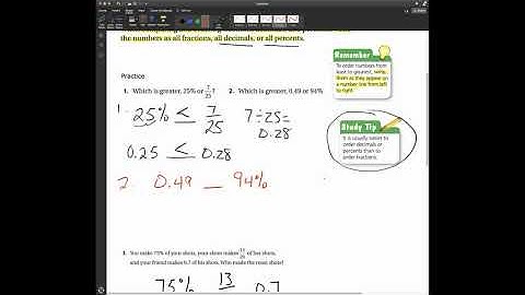 Section 6.2 Video Lesson (Comparing and ordering fractions, decimals and percents)