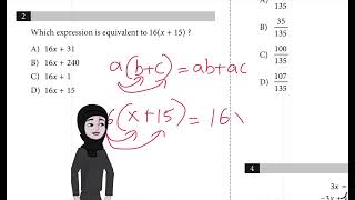 Sat practice test 9 Question 2 module 2 Mathematics : use of distributive property simple problem