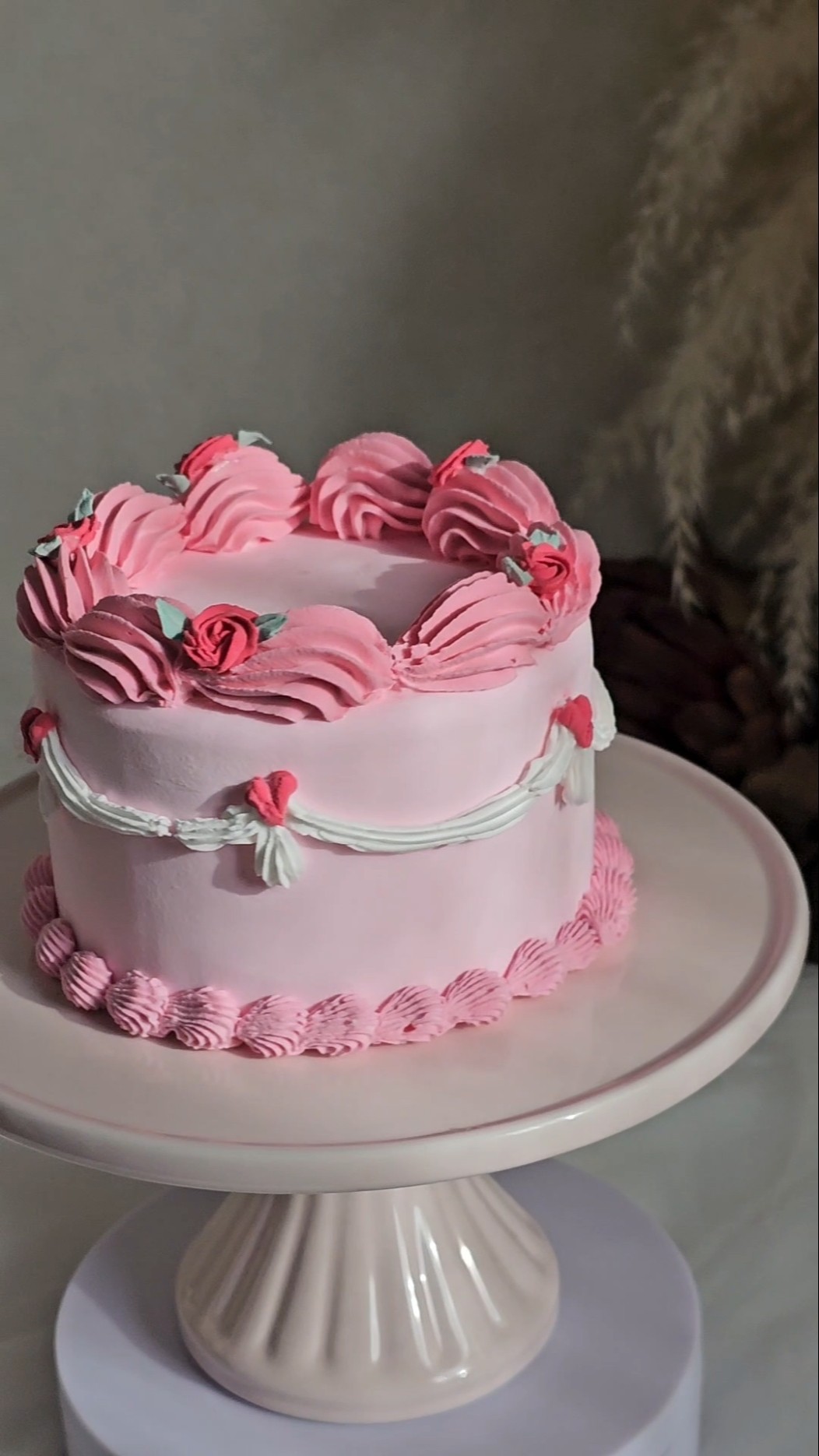 粘土で作るバラとハートの小さなホールケーキ #clayart #クレイケーキ