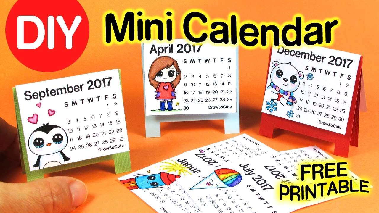 DIY How To Make Mini Calendar Step By Step EASY 2017 Fun Craft YouTube