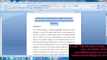 Common Mode Voltage Reduction in a Single Phase Quasi Z Source Inverter for Transformer-2019-20