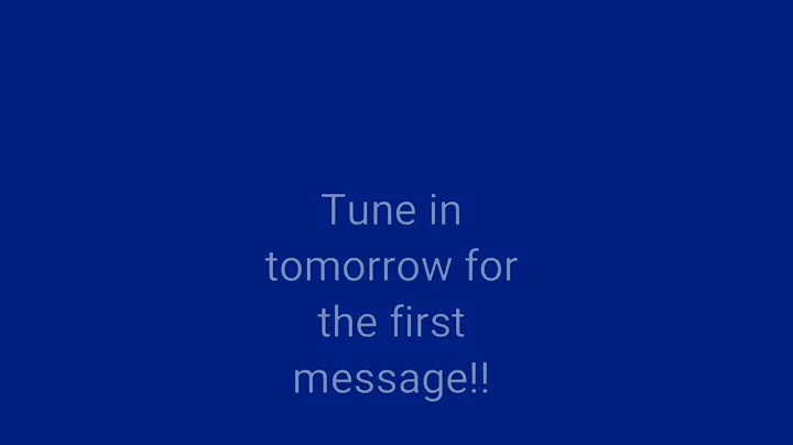 Listen for tomorrow's inaugural message. I'm excit...