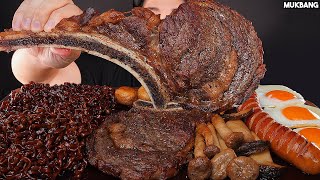 ASMR MUKBANG | BEEF STEAK ? BLACK BEAN NOODLE MUSHROOM SAUSAGE TOMAHAWK EATING 먹방