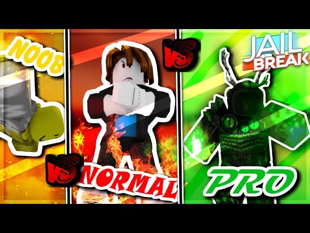 Roblox Jailbreak Noob Vs Normal Vs Pro Youtube - roblox jailbreak noob song