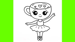 Kolay Ballerina Cappuccina Resmi Nasıl Çizilir, Öğretici Çizim, Çocuklar İçin Kolay Çizim Eğitimi Resimi