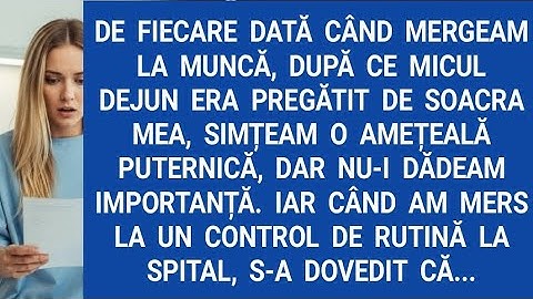 De fiecare dată când mergeam la muncă, după ce micul dejun era pregătit de soacra mea, simțeam...