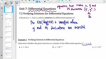 7.2 Verifying Solutions for Differential Equations