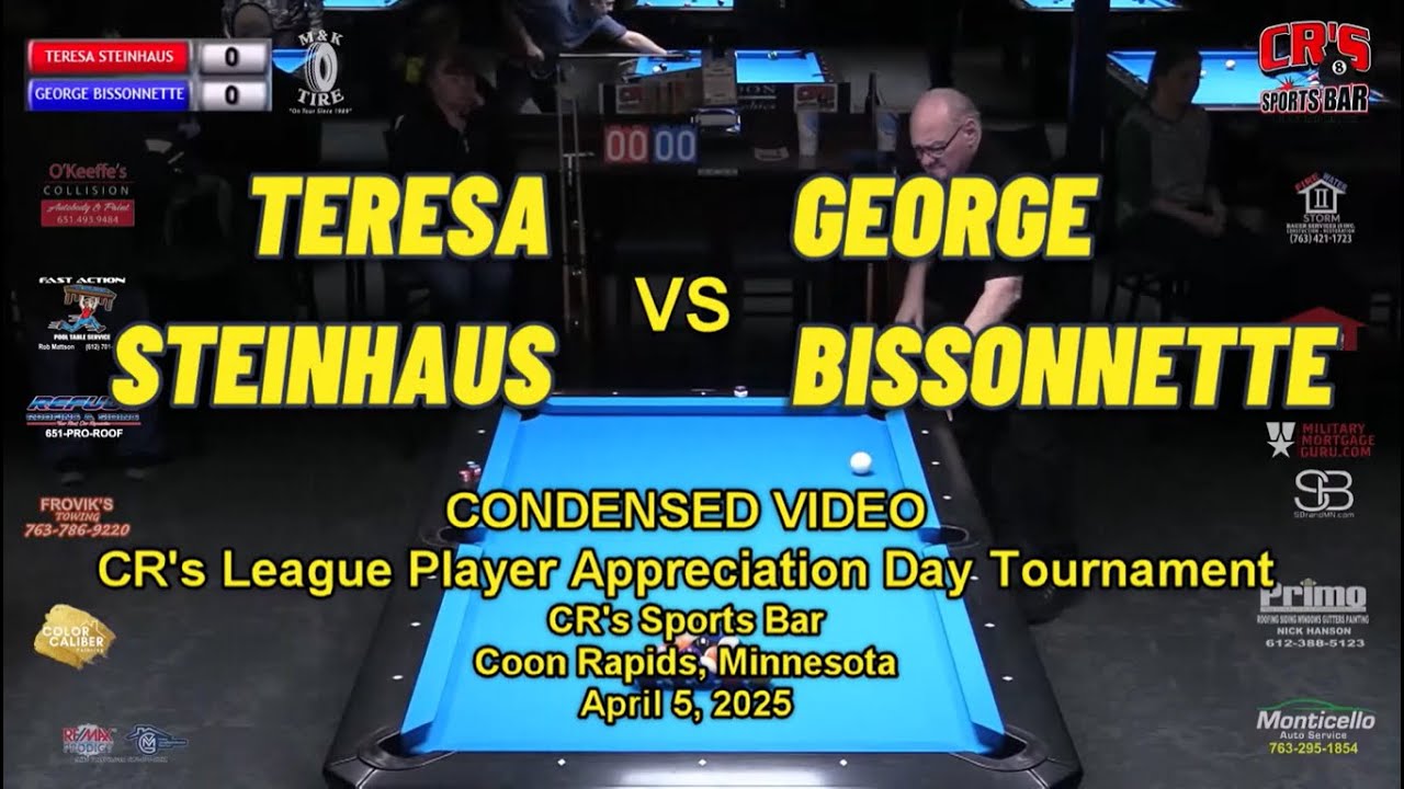 Teresa Steinhaus vs George Bissonnette CR'S League Player Appreciation ...