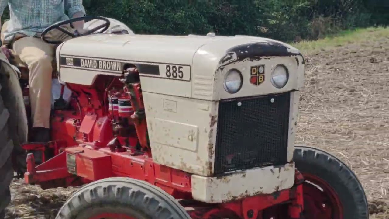 David Brown 885N cultivating on hard ground 