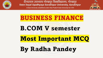 Business Finance B.Com 5 sem Most Important MCQ By Radha Pandey