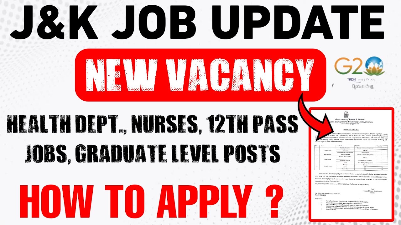 J&K New Job Notification 2023 | J&k job fair update | 12th Pass