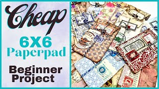 CHEAP 6X6 PAPERPAD PROJECT - EASY AND FUN BEGINNER TUTORIAL - #junkjournalideas #papercraft