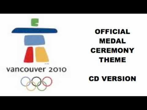 The official version of the music played at the medal ceremonies at the 2010 Winter Olympics in Vancouver. I DO NOT OWN THIS. This song is now available on iTunes. Look up Dave Pierce, the composer, to find the tune 'Medals (Winter 2010 Vancouver Version)'.