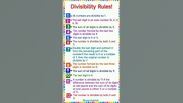 Divisibility Rules for 2 to 12 | Easy Tricks | Fast Maths | Maths tricks #maths #shortsvideo #shorts