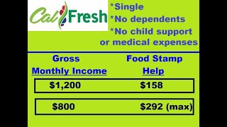 CalFresh - How Much Food Stamp Help - Single, No Dependents (2024)