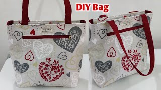 How to make tote bag | how to make cloth bags at home easy | shopping bag cutting and stitching