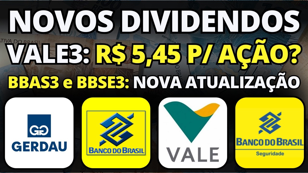 3 NOVOS ANÚNCIOS DE DIVIDENDOS! BBSE3 e BBAS3: DIVIDENDO ATUALIZADO! VALE3 e ITUB3: PROJEÇÃO 2026