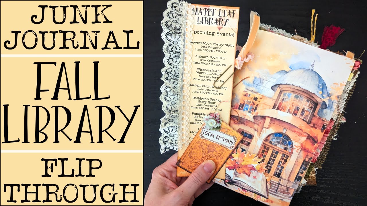 Junk Journal Flip Through Fall Library | Junk Journal Page Ideas