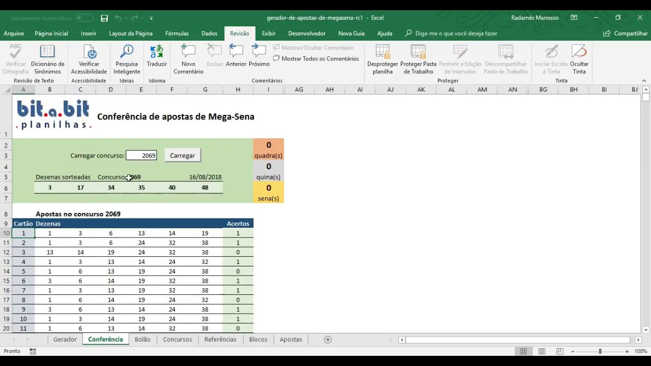 Planilha Megasena - Guia do Excel