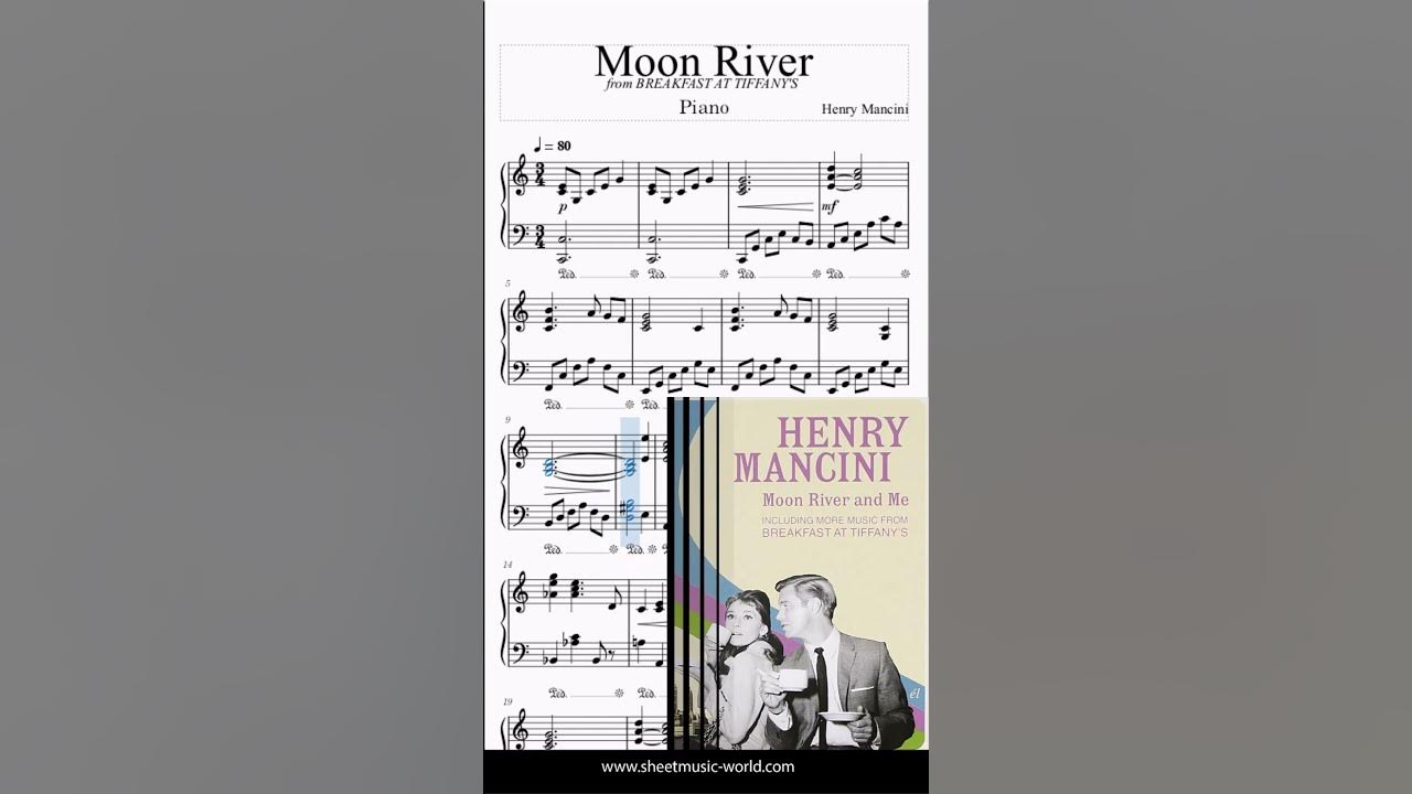 Moon River - from BREAKFAST AT TIFFANY'S - Piano - Harry Mancini (Tutorial, Sheets Score)