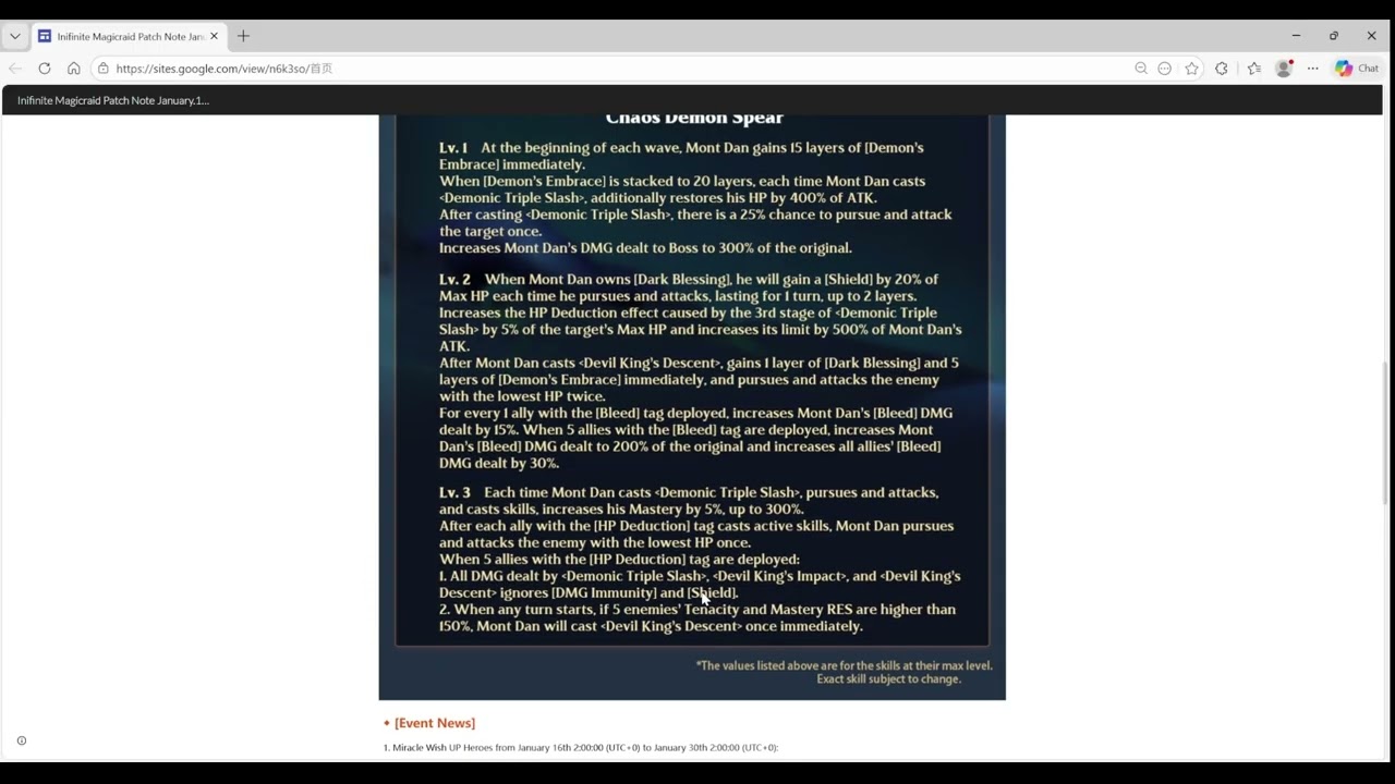 Patch notes and New Mont Dan kit 14/01/2026