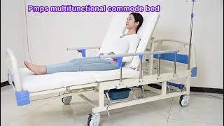 P.M.P.S.® 5 Crank Multifunctional Complete Leg Side Down Chair Position Commode Bed with Side Turn.