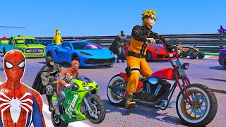 CARROS e MOTOS com HOMEM ARANHA e SUPER HERÓIS vs Desafio Explosivo do VENOM #2   GTA V