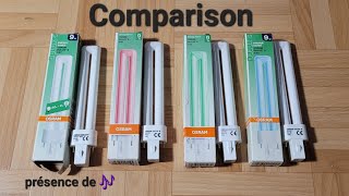 Lamps comparison #2: OSRAM Dulux S 9W Cool White VS Red VS Green VS Blue