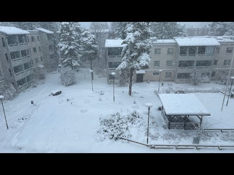 นอนตี2เมื่อคืน แถมหิมะตกแต่เช้า ตกหนักมาก Finland snows again